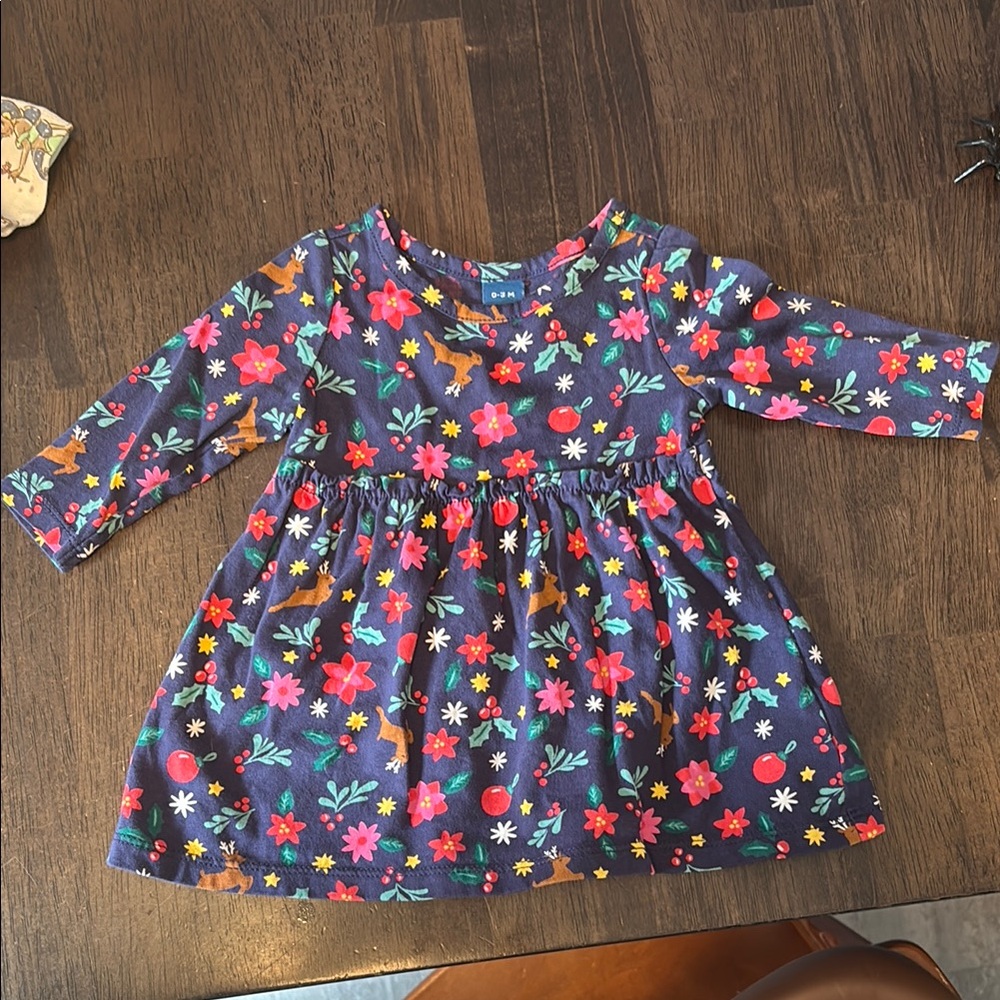 0-3 Month Old navy Christmas dress